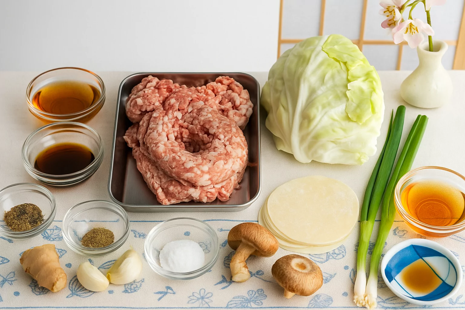 Ingredients for fried gyoza