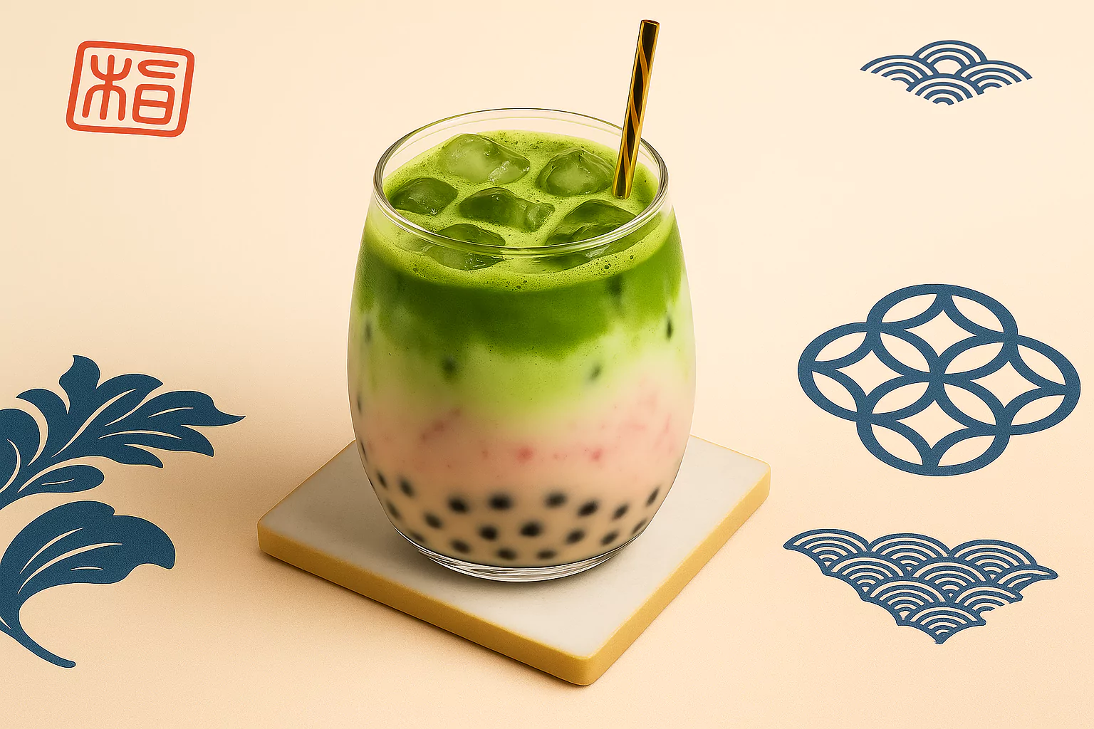 Strawberry Matcha Boba