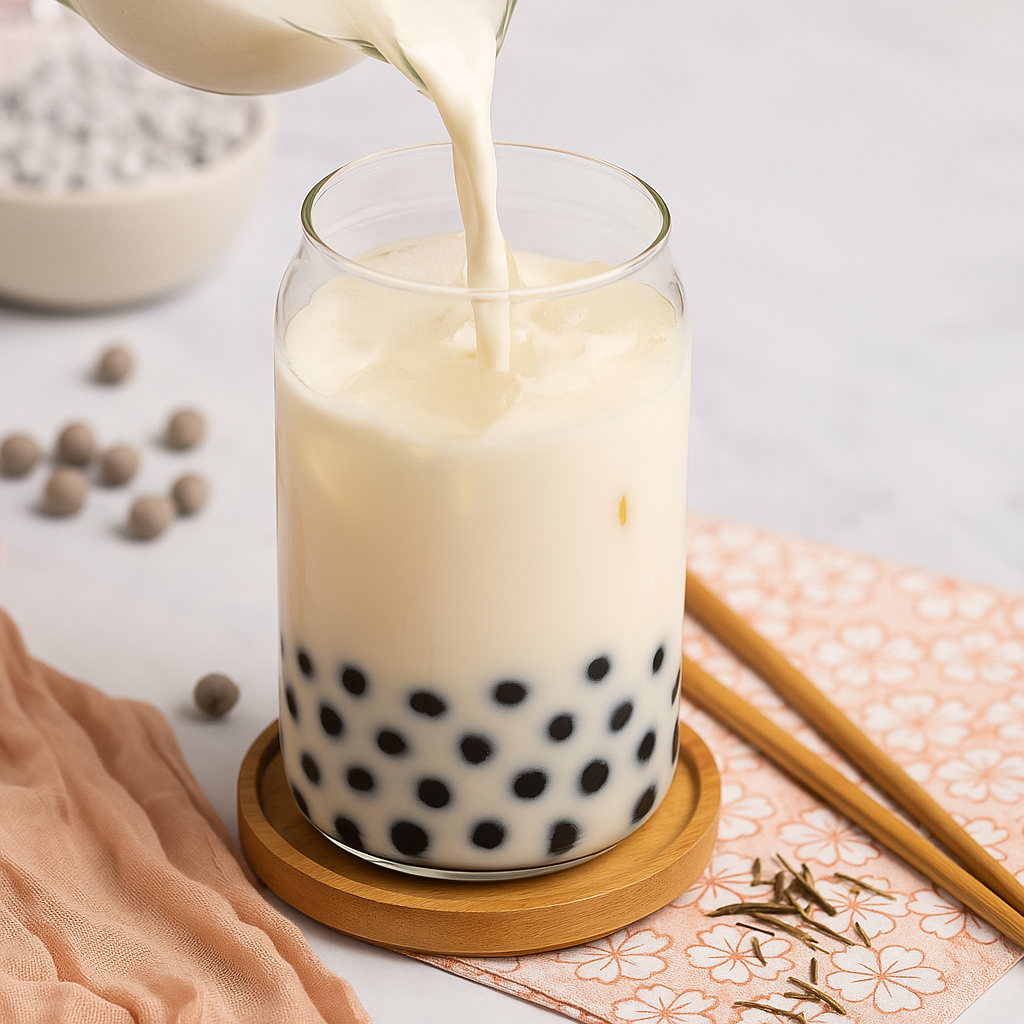 Japanese Hojicha Milk Tea Drink