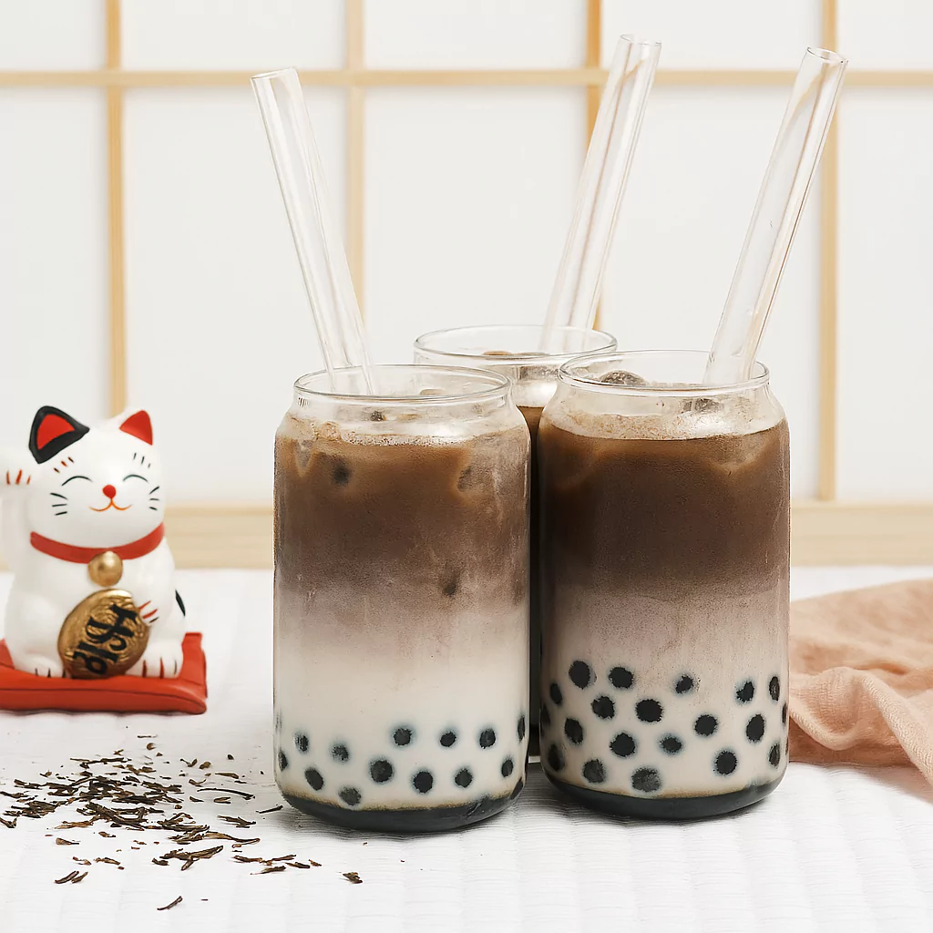 Japanese Hojicha Milk Tea Drink