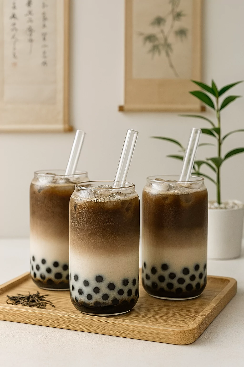 Japanese Hojicha Milk Tea Drink