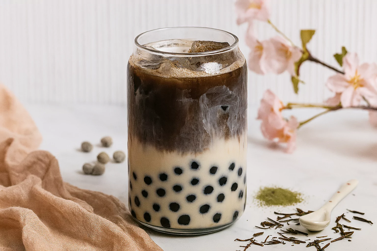 Japanese Hojicha Milk Tea Drink