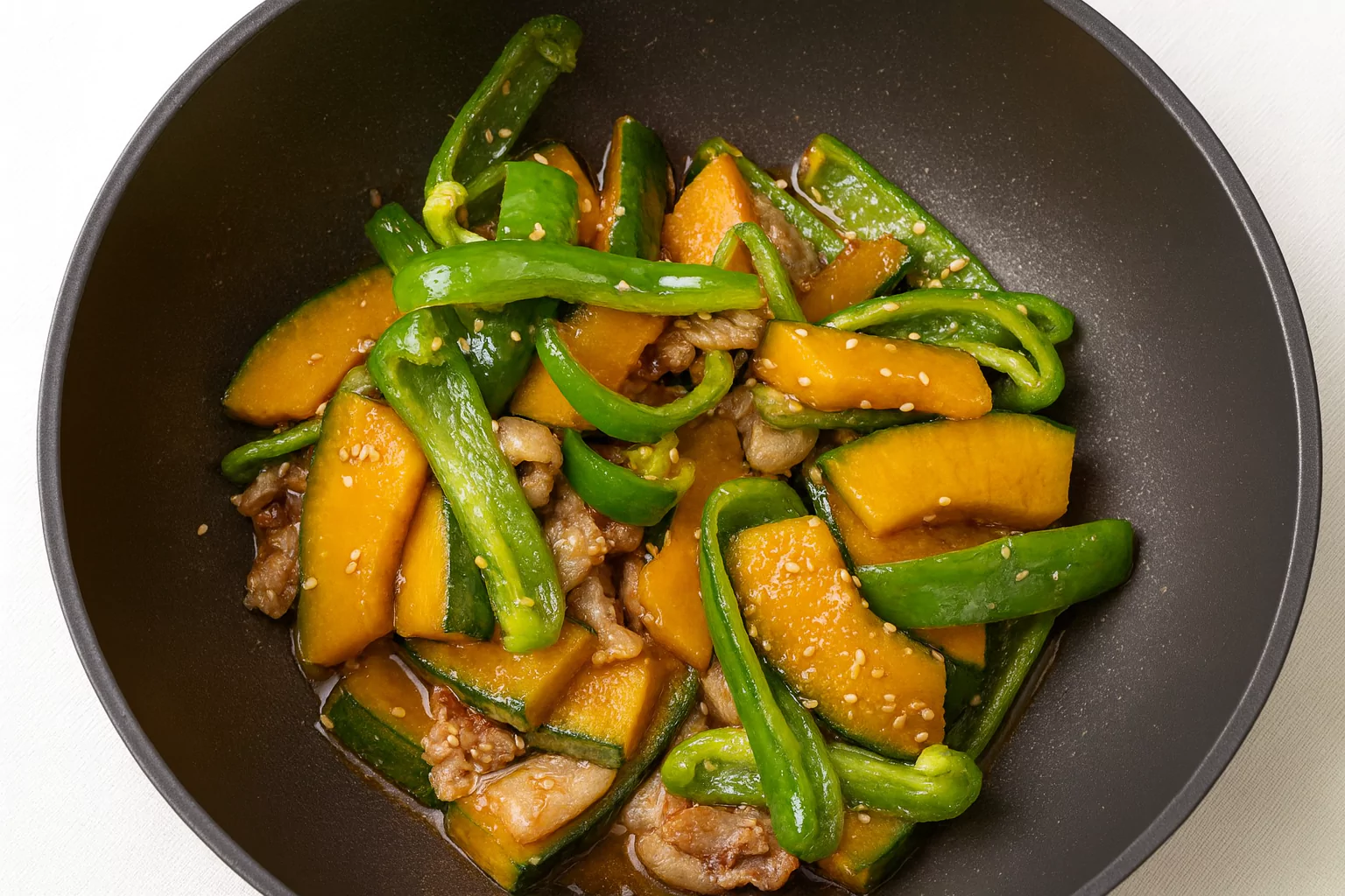 Pumpkin and Bell Peppers (カボチャとピーマン)