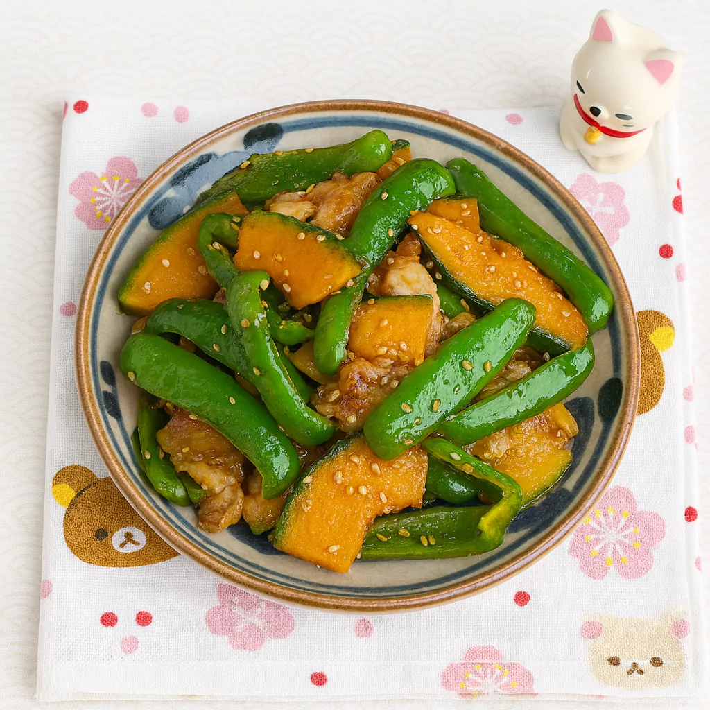Pumpkin and Bell Peppers (カボチャとピーマン) @JapanDishes