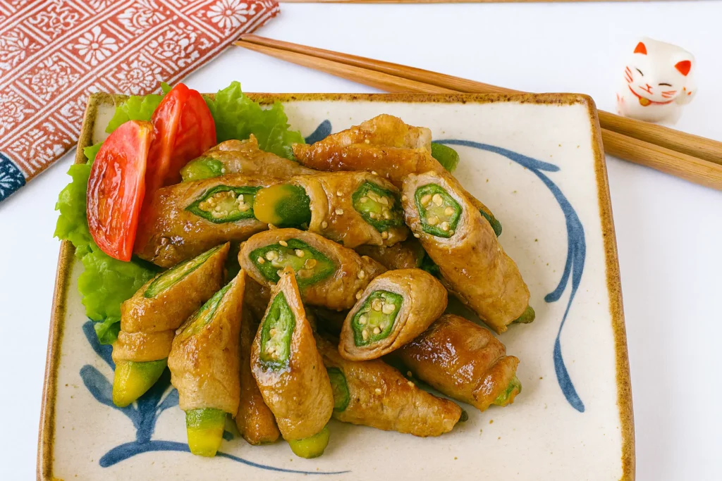 Okra beef roll