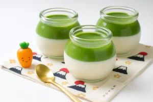 Rich two-layer matcha pudding 濃厚な二層抹茶プリン