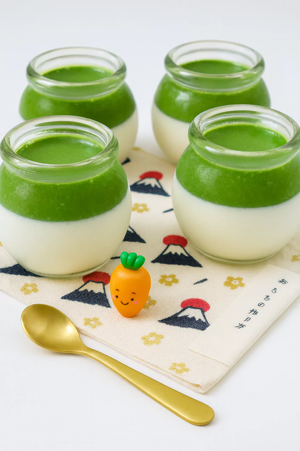 Rich two-layer matcha pudding 濃厚な二層抹茶プリン