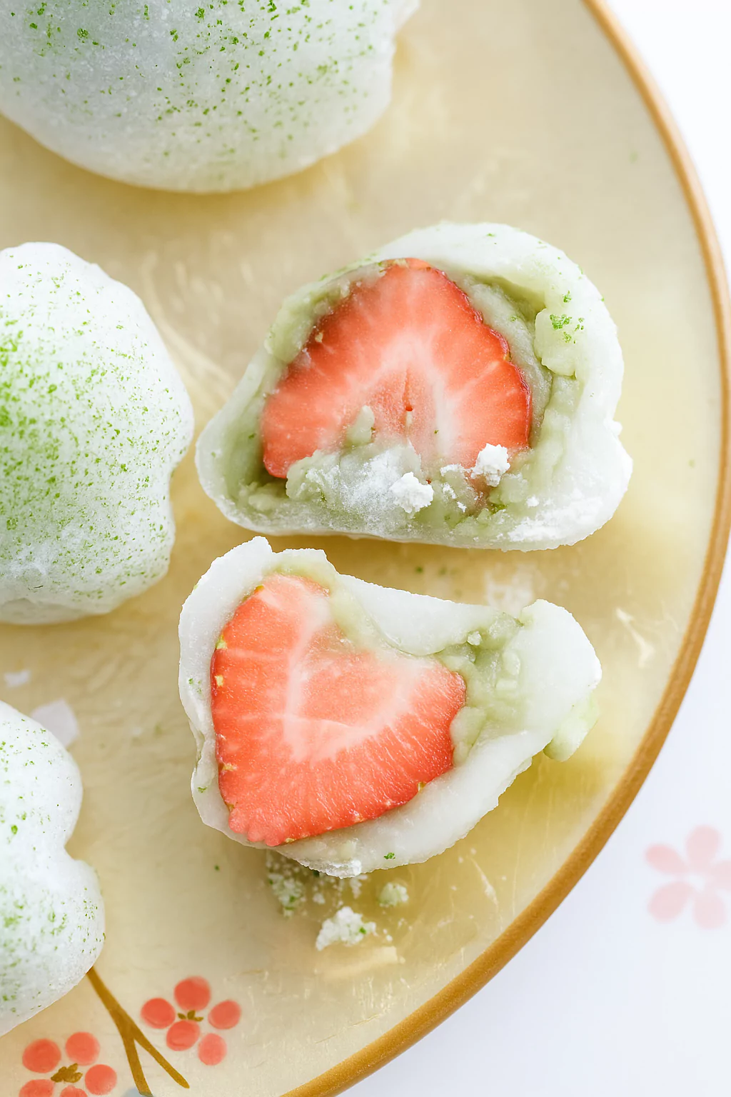 Strawberry Matcha Daifuku Mochi (いちご抹茶大福餅) @JapanDishes