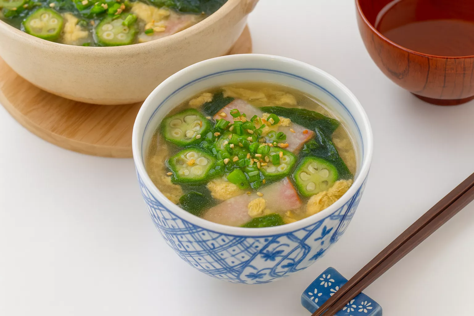 Okra Seaweed Soup オクラとわかめのスープ @JapanDishes
