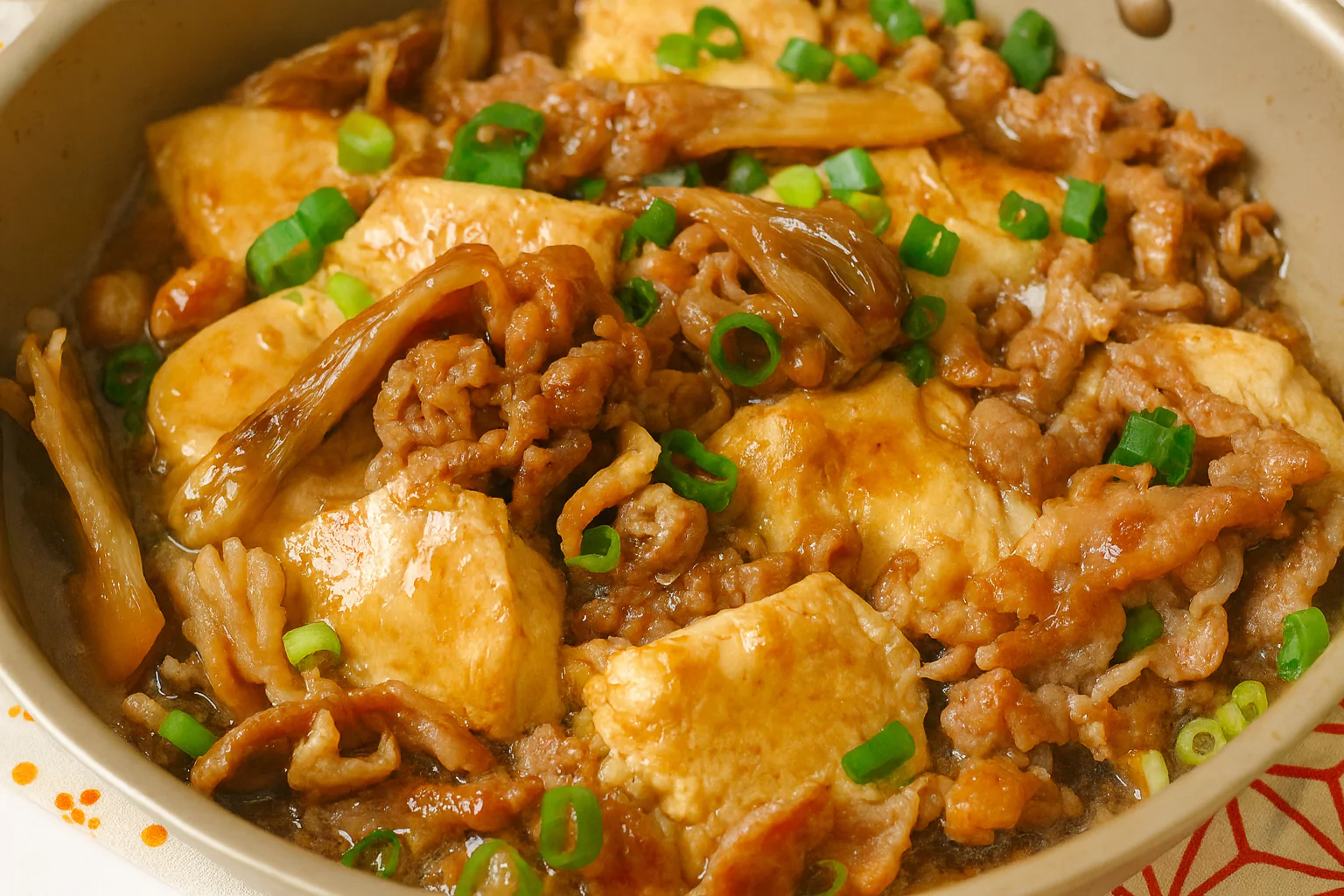 Pork Mince and Tofu Sukiyaki (豚ひき肉と豆腐のすき焼き) 