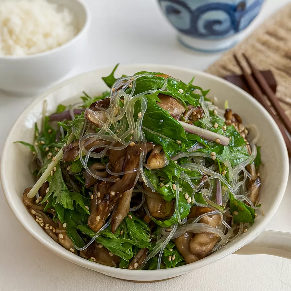 Japanese Vermicelli Salad with Maitake Mushrooms 