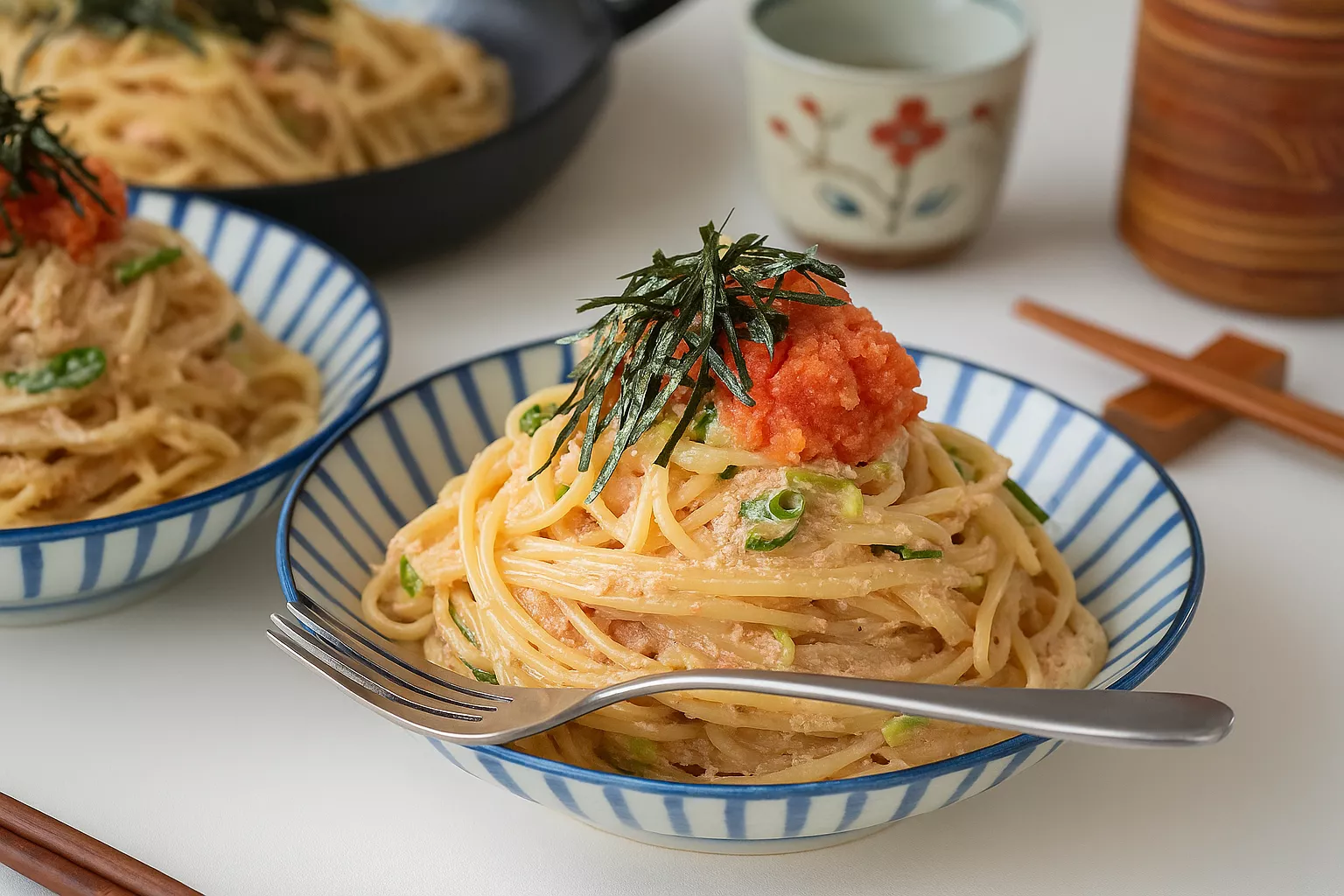 Japanese-style mentaiko cream pasta @JapanDishes Japanese-style mentaiko cream pasta @JapanDishes