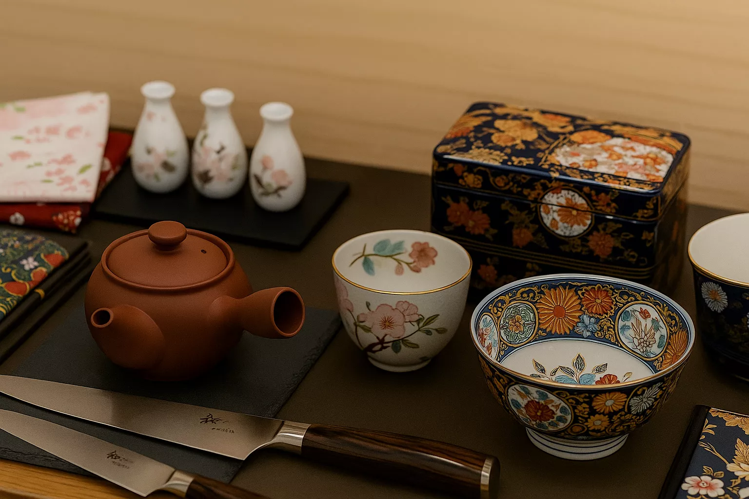 Shelves of Japanese-style tableware at TokyoMiyabi shop