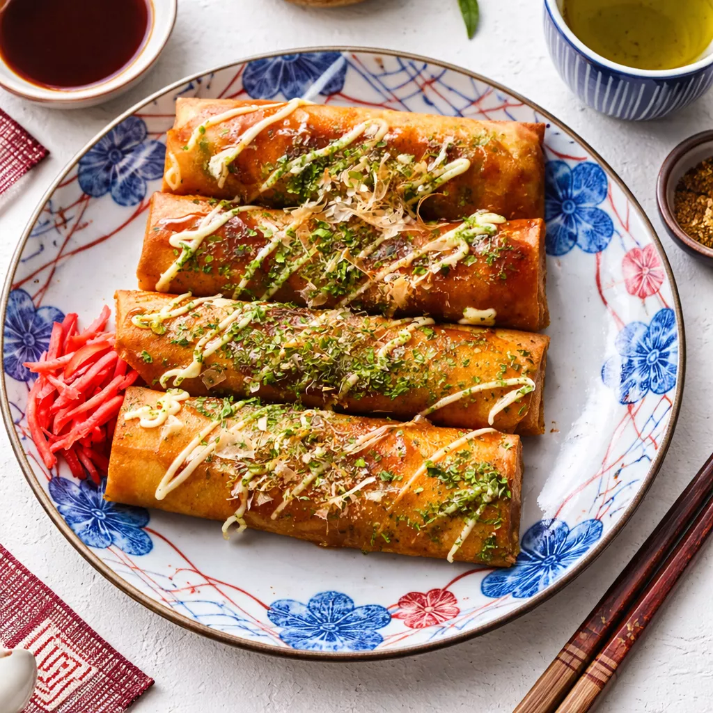 Takoyaki-style spring rolls Takoyaki-style spring rolls