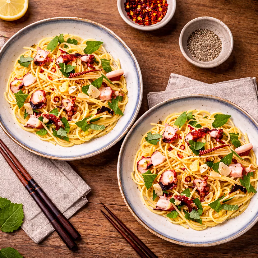 Japanese-style Octopus & Shiso leaf Pasta Japanese-style Octopus & Shiso leaf Pasta