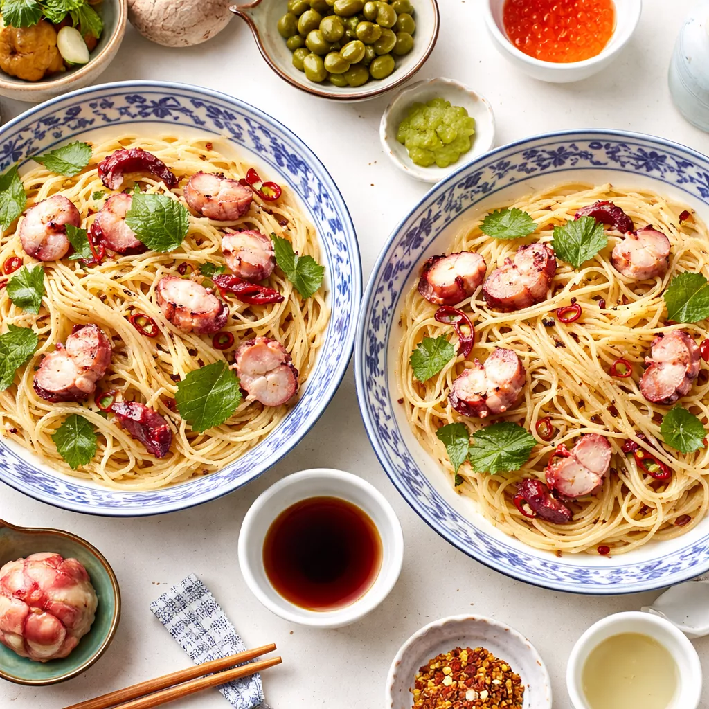 Japanese-style Octopus & Shiso leaf Pasta Japanese-style Octopus & Shiso leaf Pasta