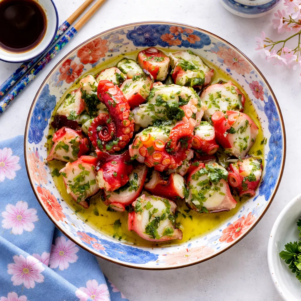 Octopus with Pesto Sauce ペストソースのタコ Octopus with Pesto Sauce ペストソースのタコ