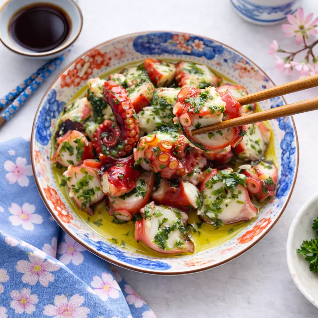 Octopus with Pesto Sauce ペストソースのタコ Octopus with Pesto Sauce ペストソースのタコ