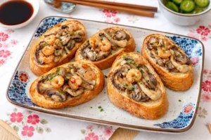Shrimp and Mushroom Toast エビとマッシュルームのトースト