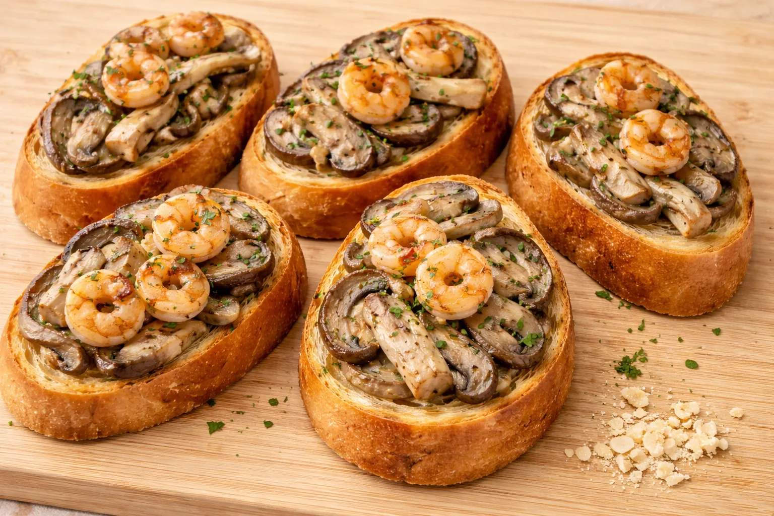 Shrimp and Mushroom Toast エビとマッシュルームのトースト Shrimp and Mushroom Toast エビとマッシュルームのトースト