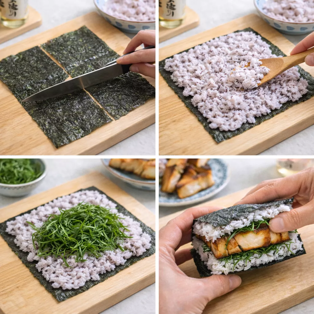 Grilled Mackerel and Shiso Onigiri Grilled Mackerel and Shiso Onigiri