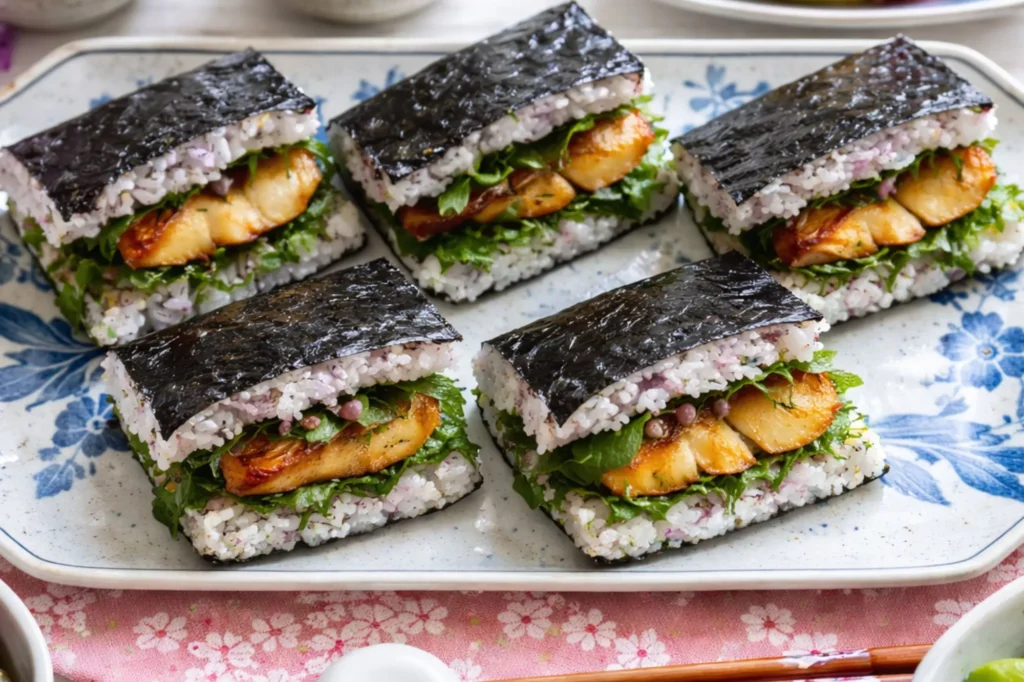 Grilled Mackerel and Shiso Onigiri 焼きサバとシソのおにぎり