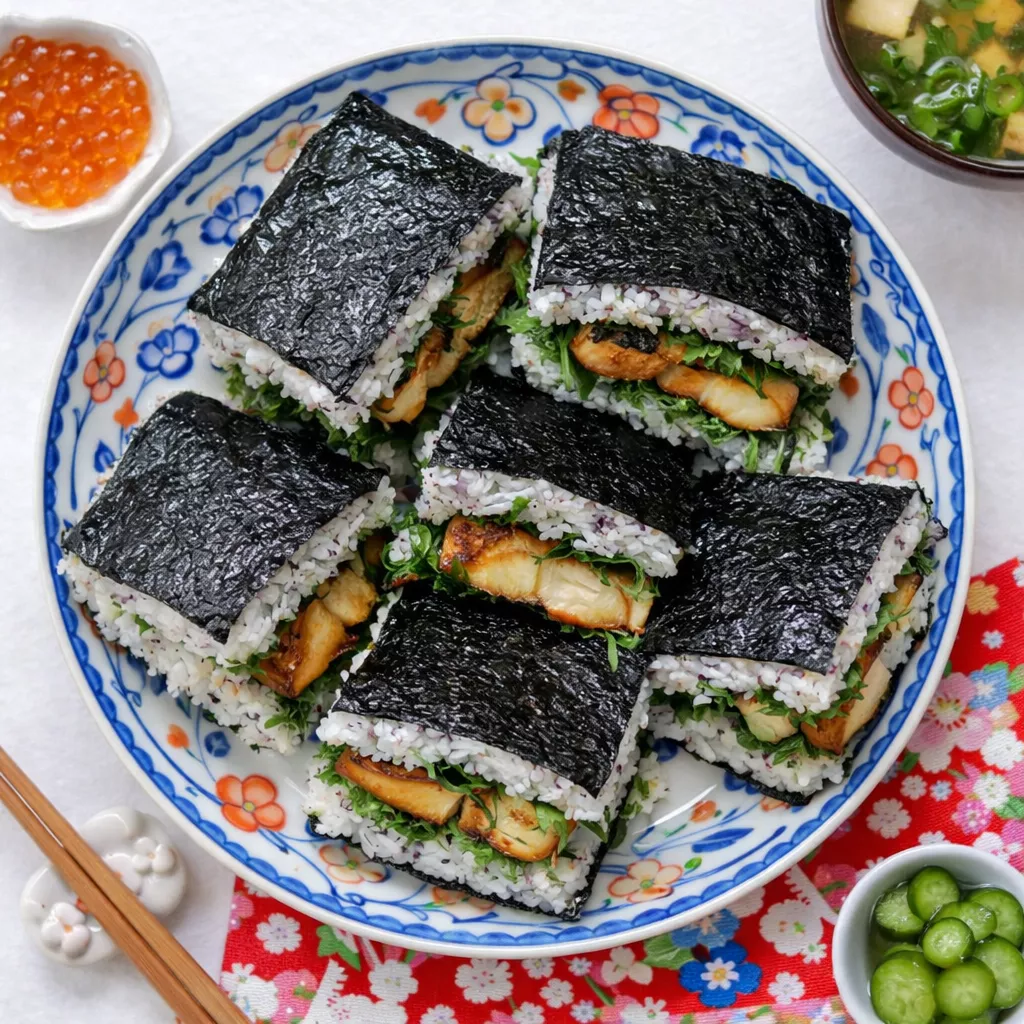 Grilled Mackerel and Shiso Onigiri Grilled Mackerel and Shiso Onigiri