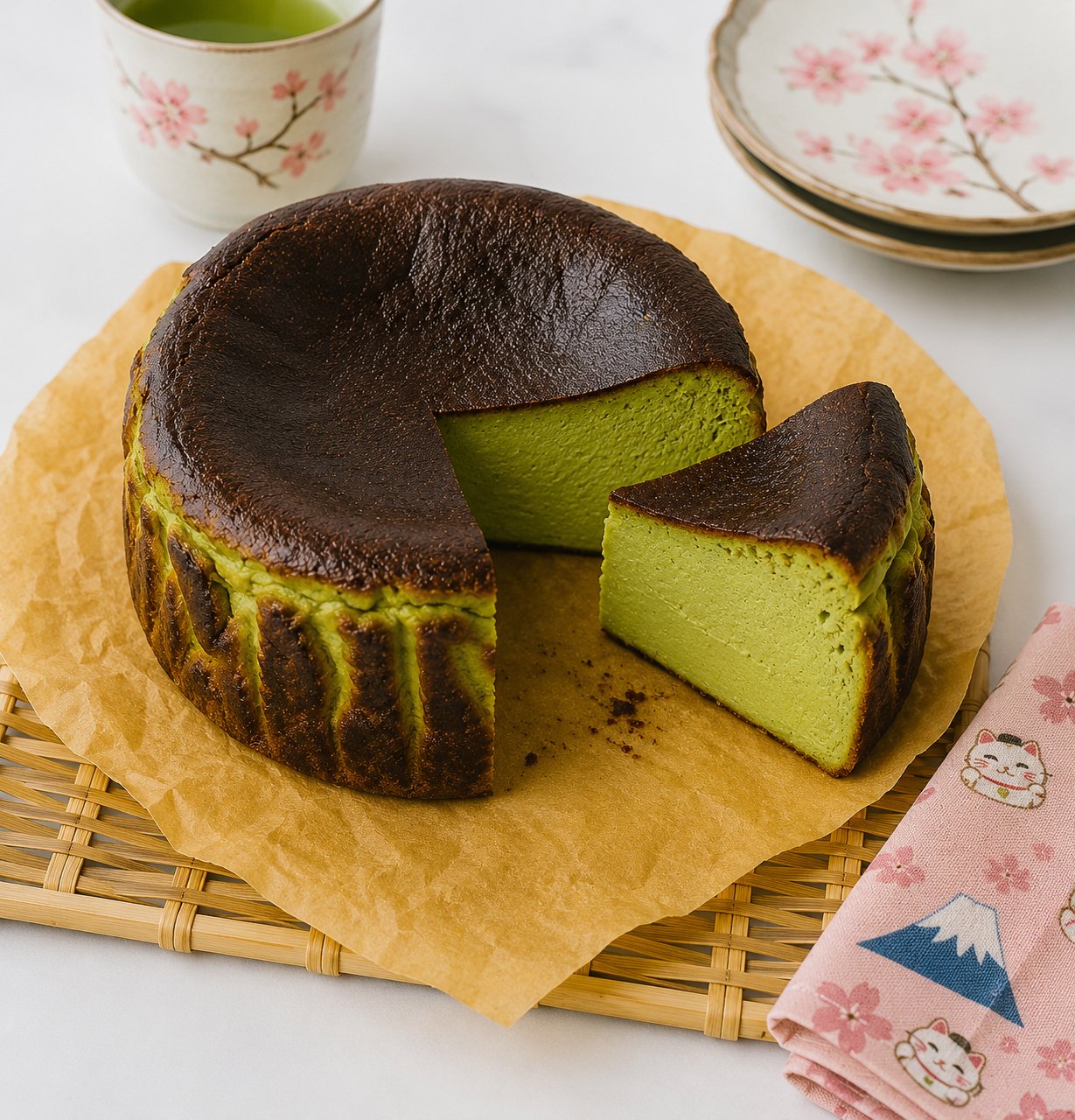 Matcha Basque Cheesecake 抹茶バスクチーズケーキ Matcha Basque Cheesecake 抹茶バスクチーズケーキ