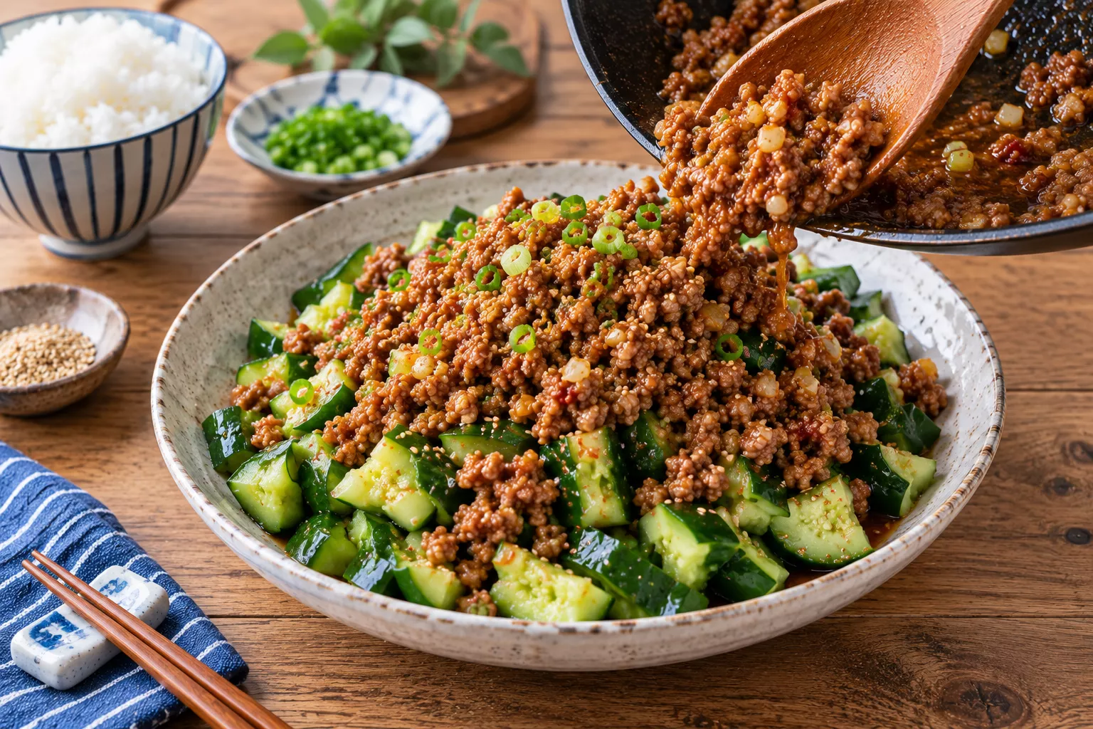Assemble and Serve Meat Miso Cucumber Salad