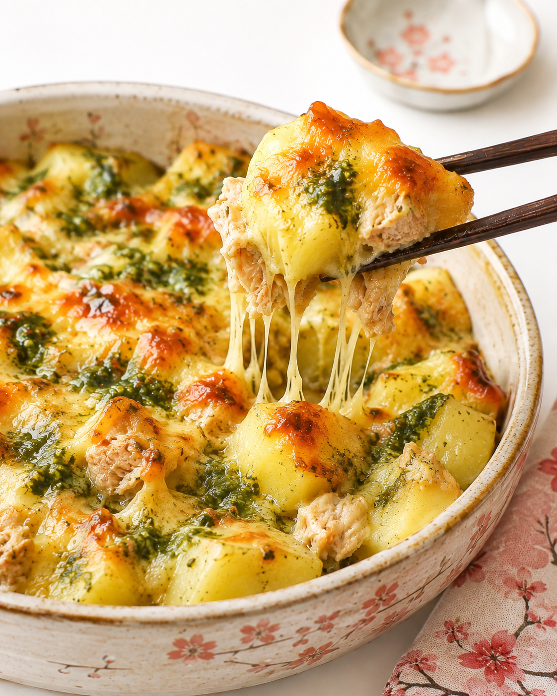 Basil and cheese baked potatoes and tuna (2) Basil and cheese baked potatoes and tuna