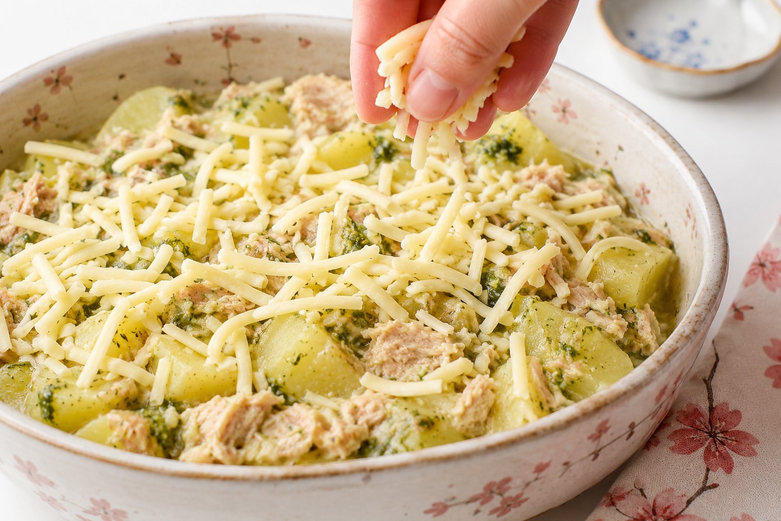 Basil and cheese baked potatoes and tuna (3) Basil and cheese baked potatoes and tuna