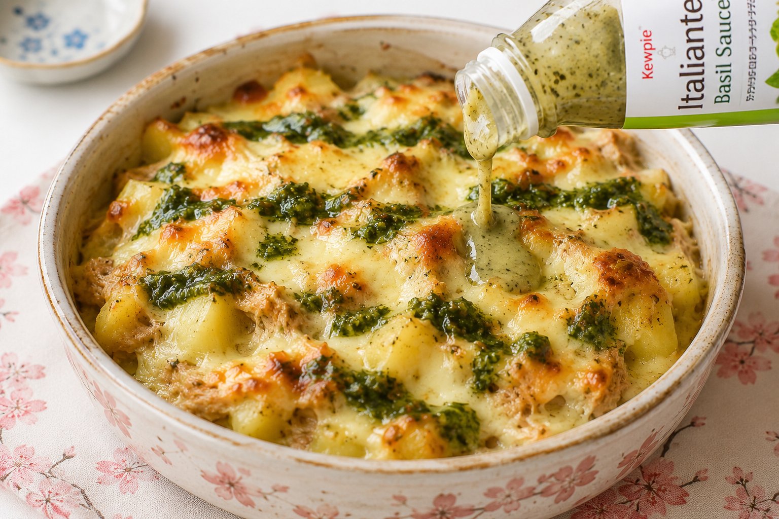 Basil and cheese baked potatoes and tuna (4) Basil and cheese baked potatoes and tuna