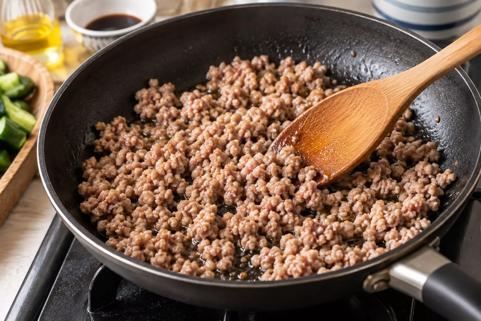 Cook the Ground Pork Meat Miso Cucumber Salad