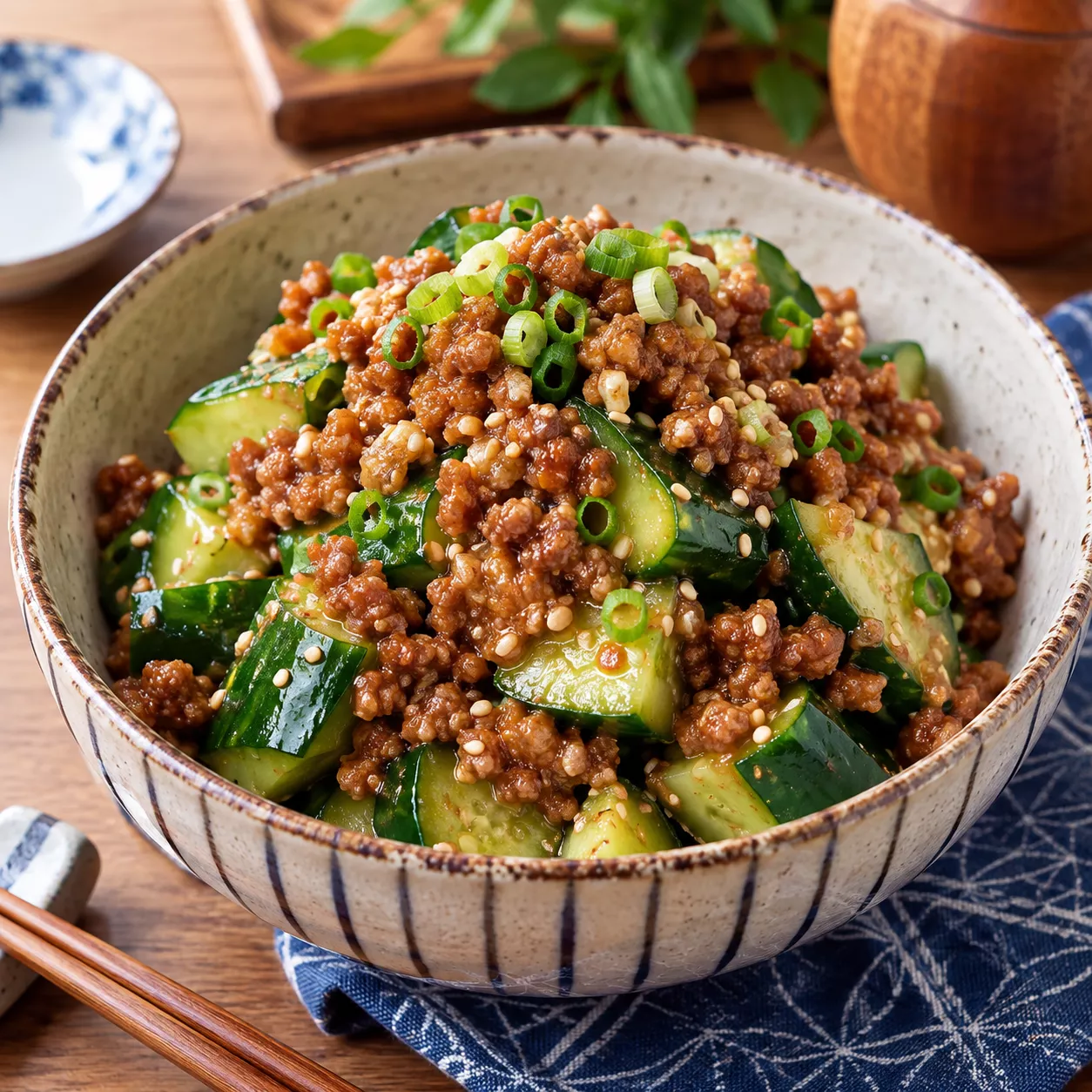 Meat Miso Cucumber Salad 1