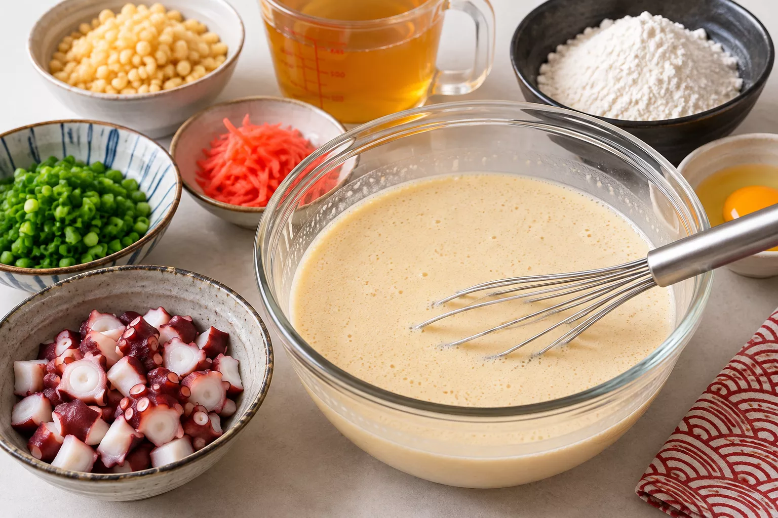 Step 1 Prepare the Batter and Fillings Takoyaki